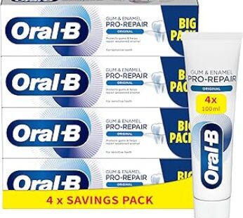 Oral-B Gum & Enamel Pro-Repair Original Toothpaste 400 ml (100 ml x 4), Shipped in Eco-Friendly Recy