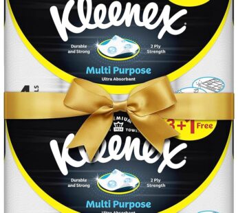 Multi Purpose Kitchen Tissue Paper Towel, 2 PLY, 8 Rolls x 90 Sheets, Absorbent Towels for all Surfaces