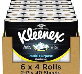 Multi Purpose Kitchen Tissue Paper Towel, 2 PLY, 24 Rolls x 40 Sheets, Absorbent Towels for all Surfaces