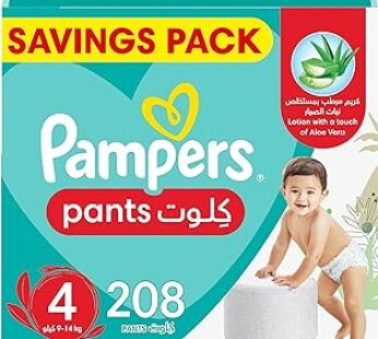 Pampers Baby-Dry Pants Diapers with Aloe Vera Lotion, 360 Fit & up to 100% Leakproof, Size 4, 9-14kg