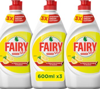 Fairy Max Plus Lemon Dishwashing Liquid with Bleach Alternative Power, 3x600ml