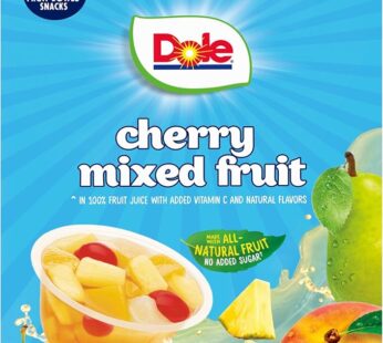 DOLE FRUIT BOWLS Cherry Mixed Fruit in 100% Fruit Juice, 4 Ounce (12 Cups)