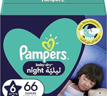 Pampers Baby-Dry Night Diapers For Extra Sleep Protection, Size 6, 14+Kg, 66 Diaper Count