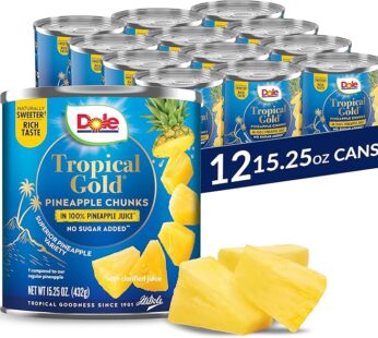 Dole Tropical Gold Canned Pineapple Chunks in 100% Pineapple Juice 15.25oz 12ct