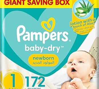 Pampers Baby-Dry Newborn Taped Diapers with Aloe Vera Lotion, up to 100% Leakage Protection, Size 1,