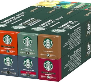 Starbucks Variety Pack 8 Flavour by Nespresso Coffee Pods (Pack of 8, Total 80 Capsules)