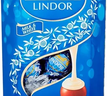 Lindt Lindor Milk and White Chocolate Truffles Box – Approx 16 balls, 200 g