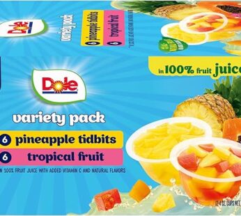 Dole Fruit Bowls Pineapple Tidbits & Tropical Fruit in 100% Juice Snacks, 4oz 12 Total Cups, Gluten