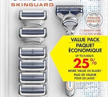 Gillette Skinguard Mens Razor, Includes 1 Handle, 7 Razor Blade Refills (packaging may vary)