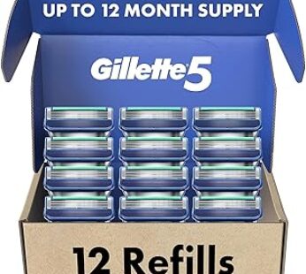 Gillette5 Mens Razor Blade Refills, 12 Count, Lubrastrip for a More Comfortable Shave