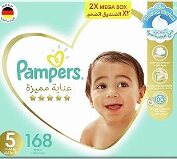 Pampers Premium Care Taped Baby Diapers, Size 5, 11-16kg, Unique Softest Absorption for Ultimate Ski