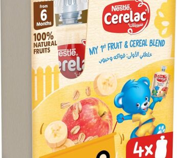 CERELAC Nestle Fruits Puree Pouch Banana Apple Oat 90g, Pack of 4, large