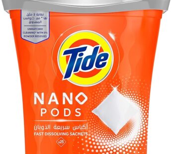 Tide Nano Pods, Fast Dissolving Sachets, Stain-Free Clean Laundry, Pack Of 25 Sachets