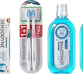 Sensodyne Toothpaste, Mouthwash & Toothbrush For Sensitive Teeth, 2 X Toothpaste, 2 X Mouthwash & 2