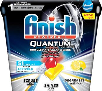 Finish Lemon Sparkle Powerball Quantum Ultimate Dishwasher Detergent Tablets For Ultimate Clean & Sh