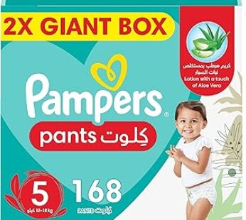 Pampers Baby-Dry Pants Diapers with Aloe Vera Lotion, 360 Fit & up to 100% Leakproof, Size 5, 12-18k