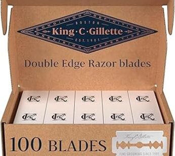 King C. Gillette Double-Edge Safety Razor blades for better control, 100 count, with anti-friction c