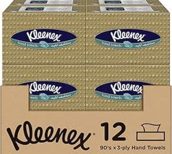 Hand Towel, 12 Boxes x 90 Sheets, Disposable Towel Tissue for Hands, Kitchen and Bathroom use