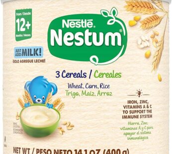 Nestum Nestle Junior Cereal, 3 Cereal – Wheat, Corn & Rice, Made for 12 Month Old, 14.1 Oz Can (Pack