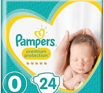 Pampers – Premium Protection Diapers Size 0, for Babies Under 3 kg – 24 Pieces