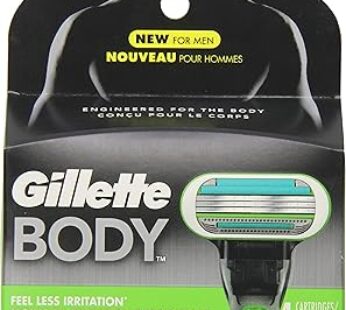 Gillette Body Men’s Razor Blade Refills, 4 Count, Mens Razors / Blades