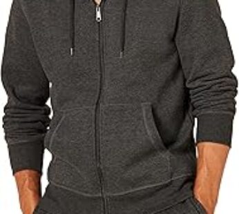 Amazon Essentials Men’s Full-Zip Hooded Fleece Sweatshirt (Available in Big & Tall), Charcoal Heathe