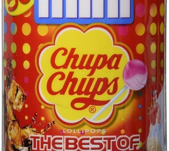 Chupa Chups Mini Lollipops – 50 Units with Plastic Can (Cola Fruit Creamy)