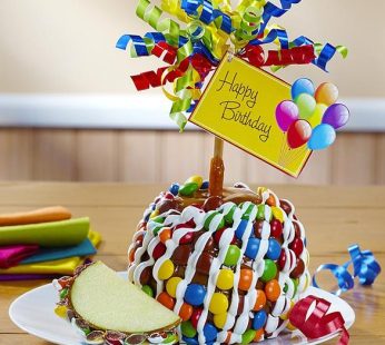 Happy Birthday Caramel Apple with Candies